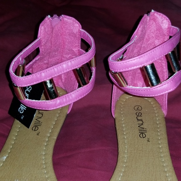 NWT FUSCHIA/HOT PINK ANKLE STRAP SANDALS SZ. 7 - Picture 2 of 4